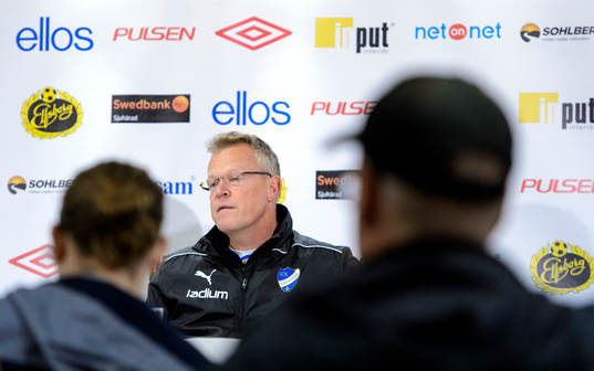 Norrköpings tränare Jan Andersson på presskonferensen