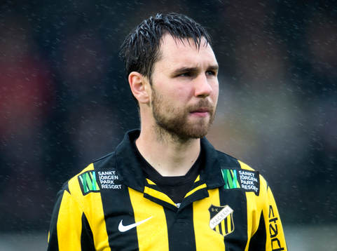 Häckens Mikolaj Lebedynski innan fotbollsmatchen i
