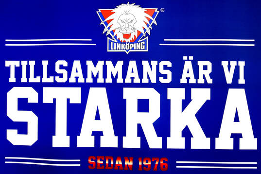 Linköpings logo och klubbemblem, lejonet, i matchen mellan