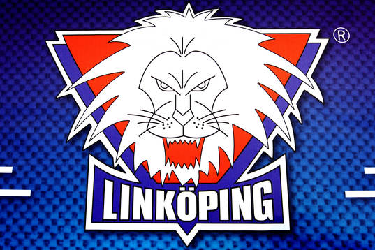 Linköpings logo och klubbemblem, lejonet, i matchen mellan