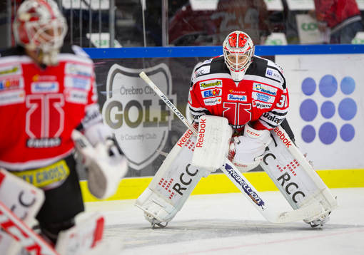 Tim Sandberg och Henrik Lundberg målvakter Örebro i SHL