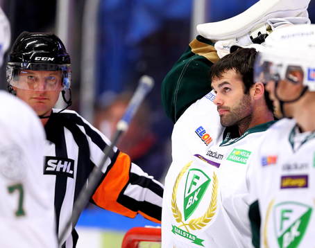 Färjestads målvakt Danny Taylor i matchen mellan