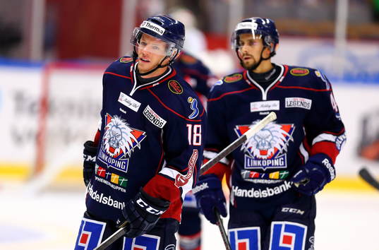 Linköpings Jonas Almtorp och Daniel Grillfors i matchen