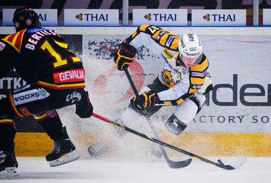 Skellefteås Martin Lundberg kontrollerar pucken