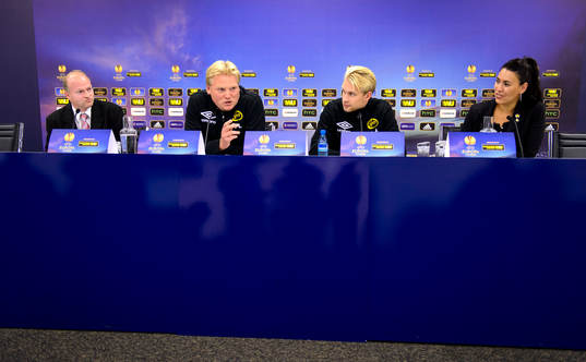 Elfsborgs tränare Jörgen Lennartsson och Johan Larsson