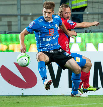 Mikael Boman, Halmstad, och Patrik Bojent, Öster, i