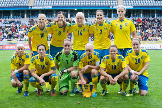 Bakre raden fr.v.: Sofia Jakobsson, Lotta Schelin, Josefine
