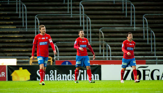 Helsingborgs Arnor Smarason, Loret Sadiku och Ardian Gashi