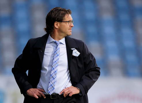 Malmös tränare Rikard Norling i fotbollsmatchen mellan