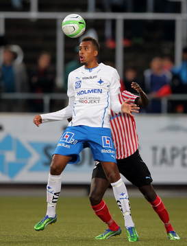 Norrköpings Isaac Kiese Thelin i fotbollsmatchen mellan
