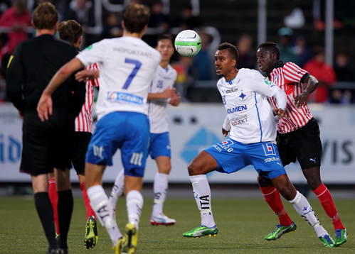 Norrköpings Isaac Kiese Thelin i fotbollsmatchen mellan