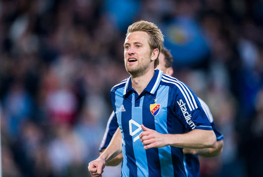 Djurgårdens Peter Nymann Mikkelsen jublar