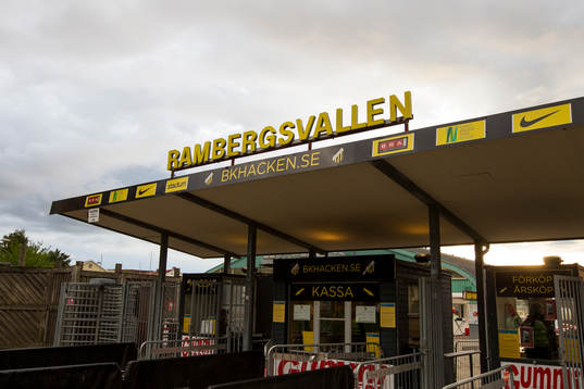 Häckens hemmaarena Rambergsvallen innan fotbollsmatchen i