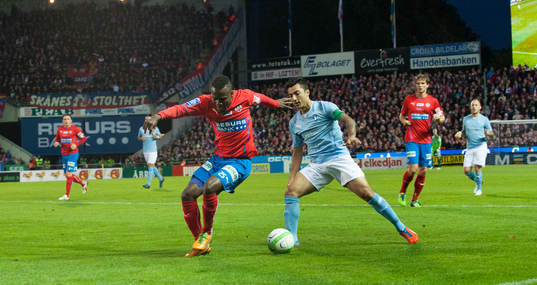 David Accam, Helsingborg och Jiloan Hamad, Malmö i