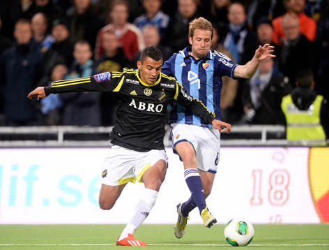 AIKs Nabil Bahoui och Djurgårdens Peter Nymann Mikkelsen