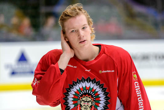 Frölundas Gustav Rydahl innan ishockeymatchen i SHL mellan