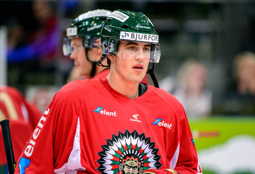 Frölundas Erik Gustafsson innan ishockeymatchen i SHL