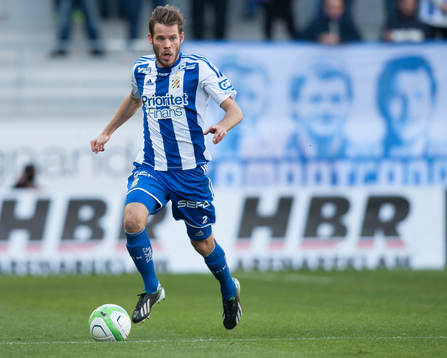 Banderoll med tre IFK Göteborgs-legendarer, Bertil