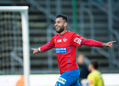 Helsingborgs Imad Khalili har gjort 3-0 och jublar i