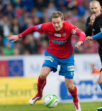 Helsingborgs Arnor Smarasson i matchen i allsvenskan mellan