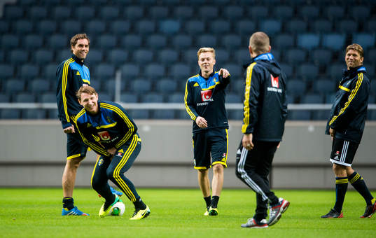 Johan Elmander, Kim Källström, Sebastian Larsson och