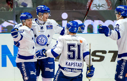 Leksands Jacob Blomqvist och Patrik Hersley jublar