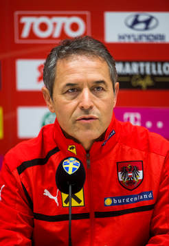 Presskonferens med Österrikes förbundskapten Marcel Koller