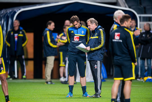 Johan Elmander och Förbundskaptenen Erik Hamrén