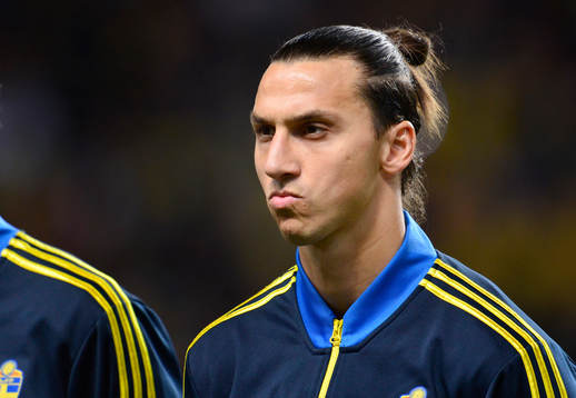 Sveriges Zlatan Ibrahimovic vid lineup innan