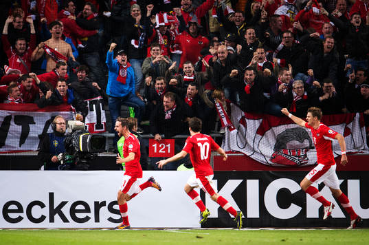 Österrikes Martin Harnik, Zlatko Junuzovic och Sebastian