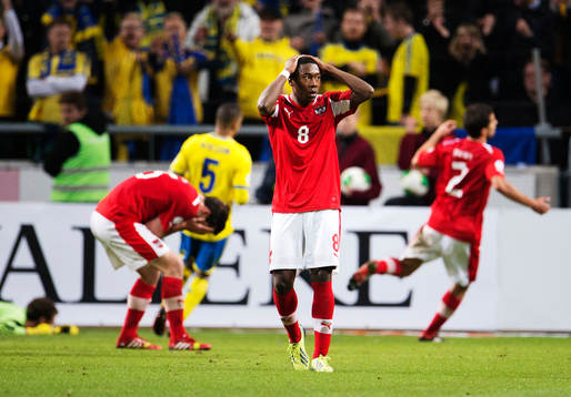 Österrikes David Alaba deppar