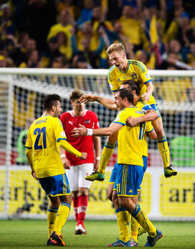 Sveriges Jimmy Durmaz, Johan Elmander, Zlatan Ibrahimovic