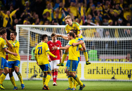 Sveriges Jimmy Durmaz, Johan Elmander, Zlatan Ibrahimovic