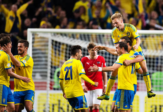 Sveriges Jimmy Durmaz, Johan Elmander, Zlatan Ibrahimovic