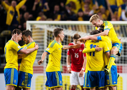 Sveriges Kim Källström, Per Nilsson, Pontus Wernbloom,