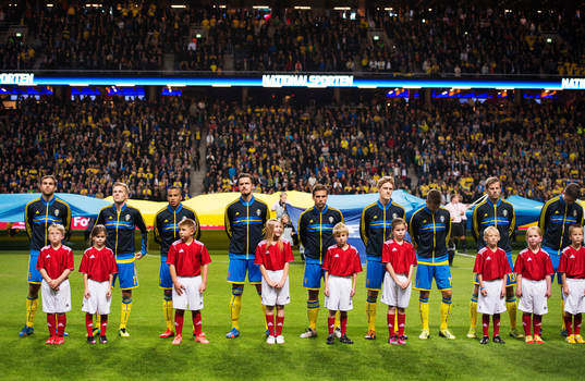 Sveriges lag står uppställt