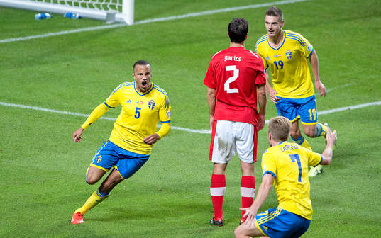 Sveriges Martin Olsson jublar