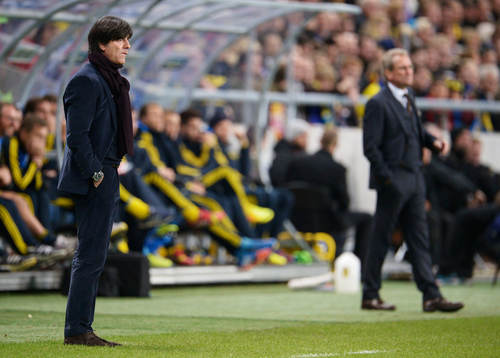 Tysklands förbundskapten Joachim Löw och Sveriges