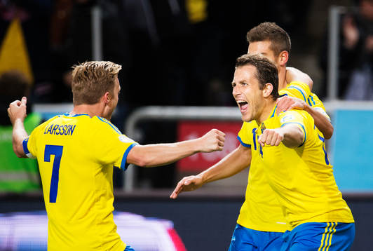 Sveriges Sebastian Larsson, Tobias Hysén och Alexander