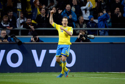 Sveriges Tobias Hysén  jublar