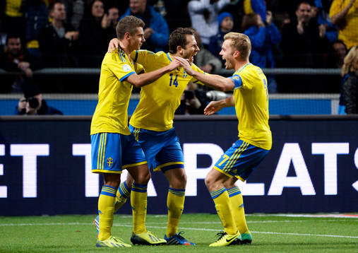 Sveriges Alexander Kacaniklic, Tobias Hysén och Sebastian