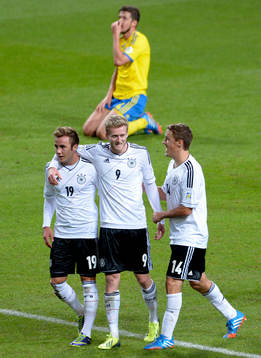 Tysklands Mario Götze, André Schürrle och Max Kruse