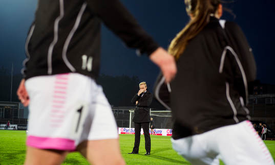 LDB Malmös tränare Jonas Eidevall innan fotbollsmatchen i