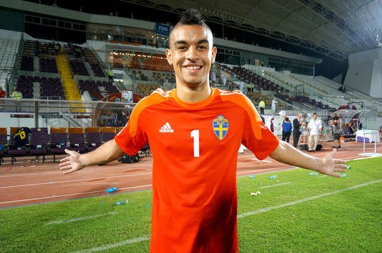 I denna handout-bild från Svenska Fotbollförbundet ses