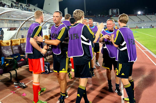 I denna handout-bild från Svenska Fotbollförbundet ses