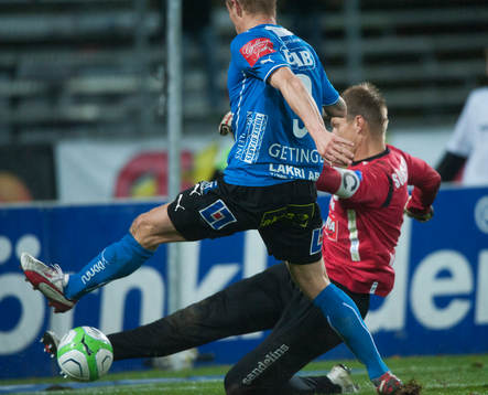 Halmstads Gudjon Baldvinsson nära att göra mål när