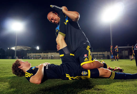 I denna handout-bild från Svenska Fotbollförbundet ses