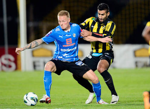 Halmstads GudjÄ≥n Baldvinsson, och Häckens Mohammed Ali