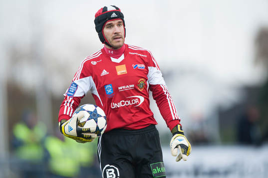 Ängelholms målvakt  Matt Pyzdrowski i matchen i