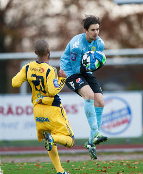 Hammarbys målvakt Johannes Hopf i matchen i Superettan